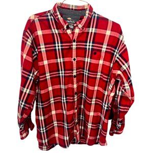 Bob Timberlake Men Red Plaid Long Sleeve Button-Up Heavy Flannel Shirt XL Cotton